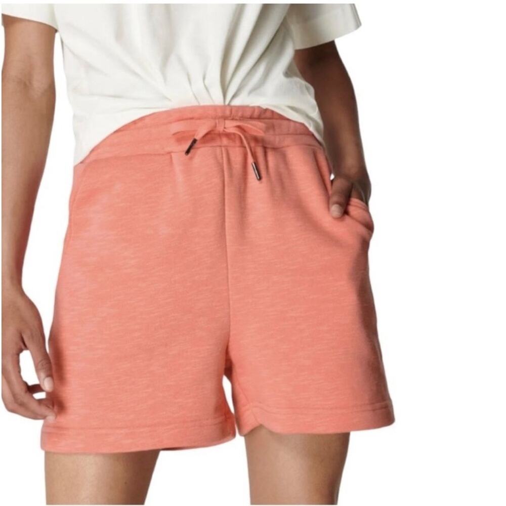 Sweaty Betty Essentials High Waist Longline Sweat Shorts Blush Pink